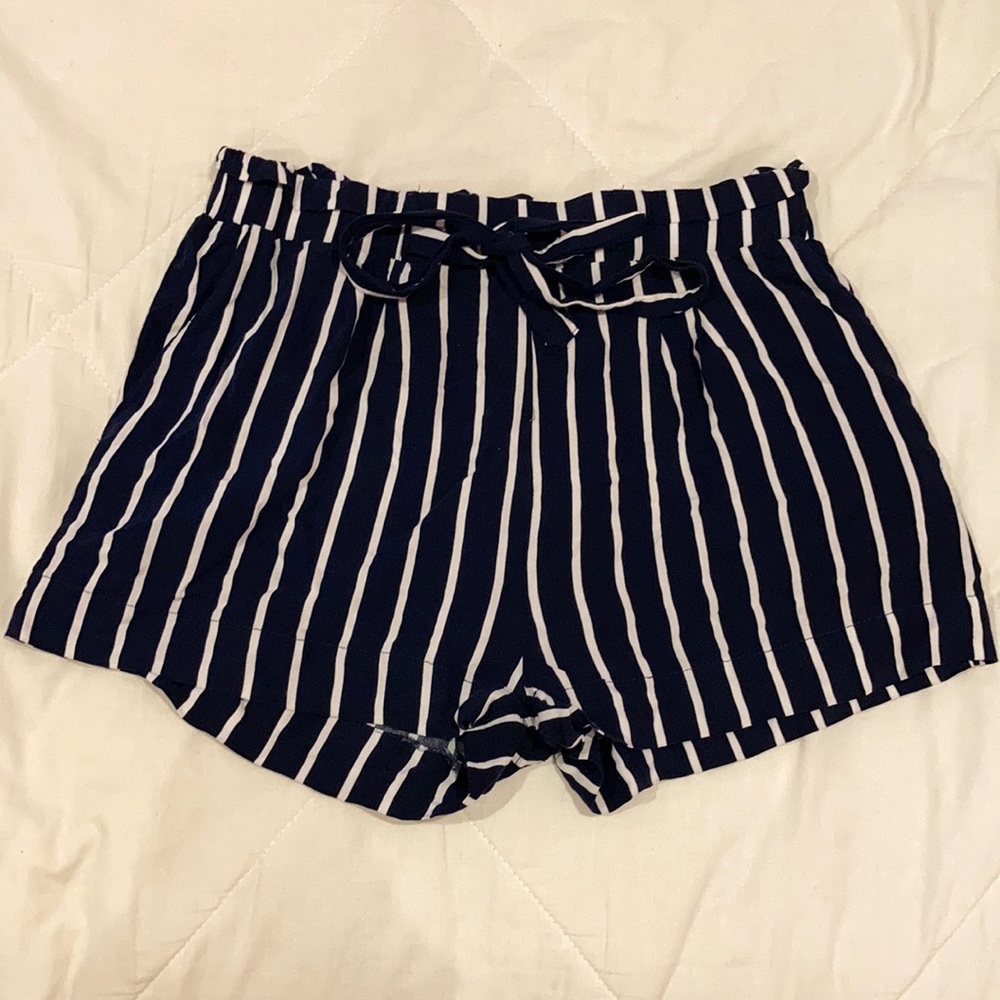 Navy Striped Shorts for Women